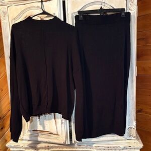 Black Knit Sweater and Skirt Set